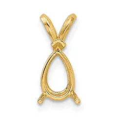 14K Gold 3 Prong Pear V-End Pendant Setting 8x6mm
