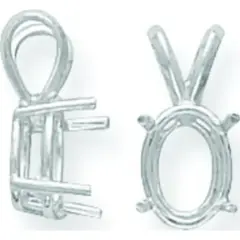 14K White Gold 4 Prong Oval Pendant Setting 6mm