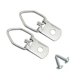 EesTeck 150 Pack Small D-Ring Steel Picture Hangers with Screws Picture Frames Picture Hang Solutions, for Hanging Clock Paintings Artwork Picture Frame Hook Photos