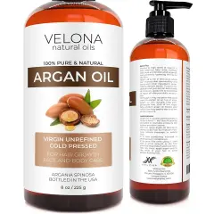 velona Argan Oil - 8 oz | Morocco Oil | Stimulate Hair Growth, Skin, Body and Face Care | Nails Protector | Unrefined, Cold Pressed | Cap Kit&hellip;