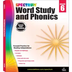 Spectrum Grade 6 Word Study and Phonics Workbook, Middle School Books Covering Vocabulary, Dictionary Skills, Spelling, Digraphs, Roots, Analogies, and More, Language Arts Classroom or Homeschool Curriculum