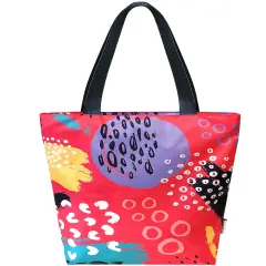 Wrapables Carryall Shopping Travel Tote Bag with Durable Ripstop Polyester - Foldable, Waterproof, and OEKO-TEX Certified Large, Bright Retro