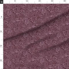 Various Fabrics by the Yard or Fat Quarter Boho Squiggles Purple Mauve Line Art Brush Strokes Custom Printed Fabric by Spoonflower