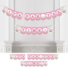 Big Dot of Happiness Golf Girl - Pink Birthday Party or Baby Shower Bunting Banner - Party Decorations - It's Par-Tee Time