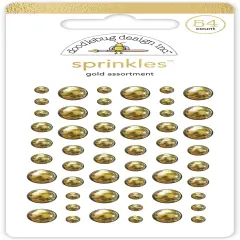 Doodlebug Sprinkles Adhesive Enamel Shapes-Gold Assortment, Hello Again