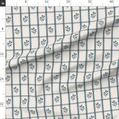 Various Fabrics by the Yard or Fat Quarter Modern Farmhouse French Floral Cottage Core Traditional Blue Cream Custom Printed Fabric by Spoonflower