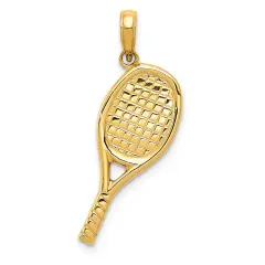 14K Gold 3D Racquetball Pendant Charm Jewelry 26 x 16 mm