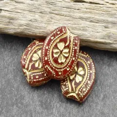 21x18mm Bronze Washed Translucent Dark Red Lucky Horseshoe Beads