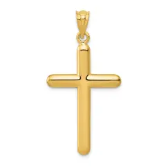 14K Yellow Gold Cross Pendant Charm Religious New 43 X 20mm Jewerly