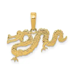 14K Gold Dragon Pendant Charm Jewelry 14.5 x 23 mm
