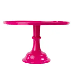 Bright Hot Pink Melamine Pedestal Cake Stand &ndash; 11.5" Wide, Lightweight, BPA-Free, Dishwasher Safe, Party Ready