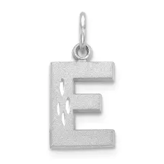 14K White Gold Initial E Charm Jewelry FindingKing 20mm x 10mm