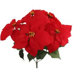 Vibrant Red Poinsettia Bush 20" - Festive Artificial Flower for Christmas Decor
