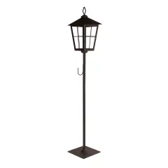 Melrose 3.5' Vintage Style Lantern with Wreath Holder Black