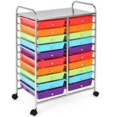 20-Drawer Mobile Storage Organizer Cart with Brake Wheels and Steel Frame for Home or Office Use Multicolor