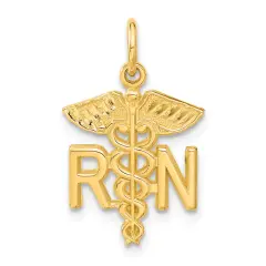 14K Gold RN Caduceus Charm Nurse Pendant FindingKing