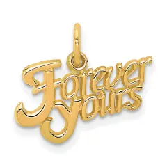 14K Yellow Gold Forever Yours Charm Love Pendant Jewerly 16mm x 18mm