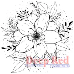Deep Red Stamps Flower Burst Rubber Cling Stamp3.1 x 3.1inches