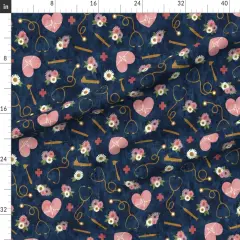 Various Fabrics by the Yard or Fat Quarter Scale Floral Nurse Nursing Blue Little Arrow Themed Custom Printed Fabric by Spoonflower