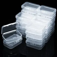 24 Packs Small Clear Plastic Beads Storage Containers Box with Hinged Lid for Storage of Small Items, Crafts, Jewelry, Hardware (2.5 x 1.7 x 0.8 Inches)