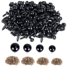500 Pieces 6-12MM Black Plastic Safety Eyes with Washers for Crochet Animal Crafts Doll Making Supplier Bulk (4 Sizes)