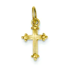 14K Yellow Gold Cross Pendant Charm Religious Jewerly 22mm x 11mm