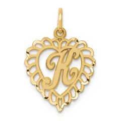 14K Gold Initial K Charm Jewelry FindingKing 23mm x 15mm
