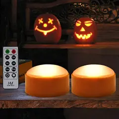 2-Pack Halloween Pumpkin Lights with Remote/Timer - Orange Pumpkin Lights LED Battery Operated Halloween Decor - Halloween Jack-O-Lantern Outdoor Pumpkin Decorations - LED Lights Halloween