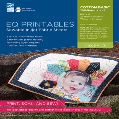 EQ Inkjet Printable Cotton Basic Fabric Sheets 8.5"X11"-25/Pkg