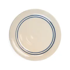 Martinez Pottery Heritage Blue Stripe Stoneware Dinner Plate 10.5 inch