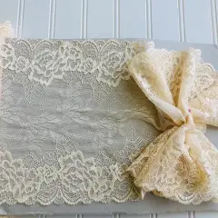 Kitcheniva 8.5" Wide Stretch Apricot Embroidered Border Lace