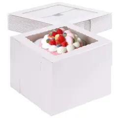 8" x 8" x 8" White Tall Layer Cake Bakery Boxes with Window Pastry Boxes
