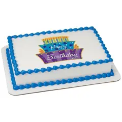 Birthday Cake Edible Cake Topper Image 1/4 sheet