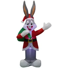 6' Gemmy Airblown Inflatable Christmas Bugs Bunny In Santa Suit Yard Decoration 882372
