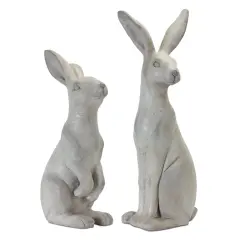 Contemporary Home Living Set of 2 White Standing Decorative Rabbit Accent - 24"