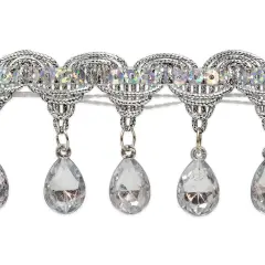 5yards of Genie Dance Teardrop Rhinestone Trim | 5 yard cut Silver