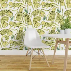 Peel & Stick Wallpaper 2FT Wide Animal Print Cheetah Leopard Jaguar Jungle Cute Kids Room Cats Tropical Safari Custom Removable Wallpaper by Spoonflower