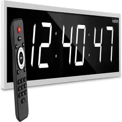 Ivation 24 in. Large Digital Wall Clock, LED Digital Clock with Timer and Alarm White