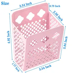 Magnetic Pencil Holder,Mesh Stainless Steel Pen Basket, Metal Writing Utensil Storage Organizer for Whiteboard,Blackboard,Kitchen, Locker, Home, or Office (Pink)