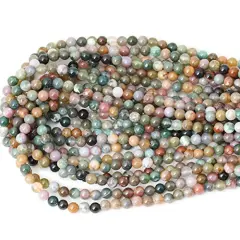60 Pieces 6mm Natural Indian Agate Gemstone Round Loose Beads for Jewelry Making DIY 1 Strand 15"