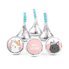 324ct Cat Birthday Party Stickers for Hershey's Kisses Kid's Favors, Party Supplies - DIY - Candy Not Included - By Just Candy