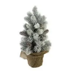 Northlight 12" Potted Flocked Pine with Pine Cones Medium Artificial Christmas Tree &ndash; Unlit Green