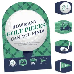 Big Dot of Happiness Par-Tee Time - Golf - Birthday or Retirement Party Scavenger Hunt - 1 Stand and 48 Game Pieces - Hide and Find Game