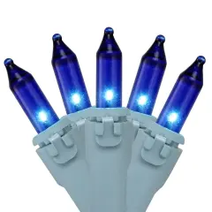 Brite Star Mini Christmas Lights Set - Blue - 17ft Light Blue Wire - 50ct