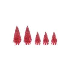 Department 56 Dept 56 Set of 5 Candy Base Sisal Christmas Trees Red