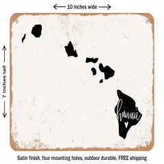 DECORATIVE METAL SIGN - Hawaii Heart - Vintage Rusty Look