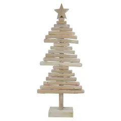 Northlight Rustic Wooden Christmas Tree with Star Decoration - 25.5" Beige