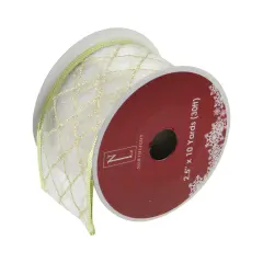 Northlight Gold Glittering Diamonds Wired Christmas Craft Ribbon 2.5" x 10 Yards