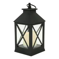 Northlight LED Lighted Lantern with Flameless Candle - 9" - Black