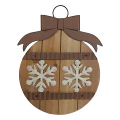 Northlight 16" Rustic Brown Snowflakes Christmas Ornament Wall Sign Beige